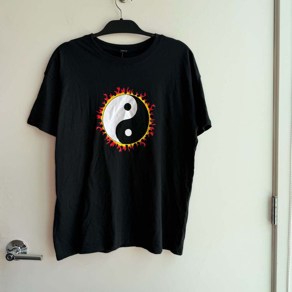 Forever 21 Flaming Yin Yang Graphic T-Shirt